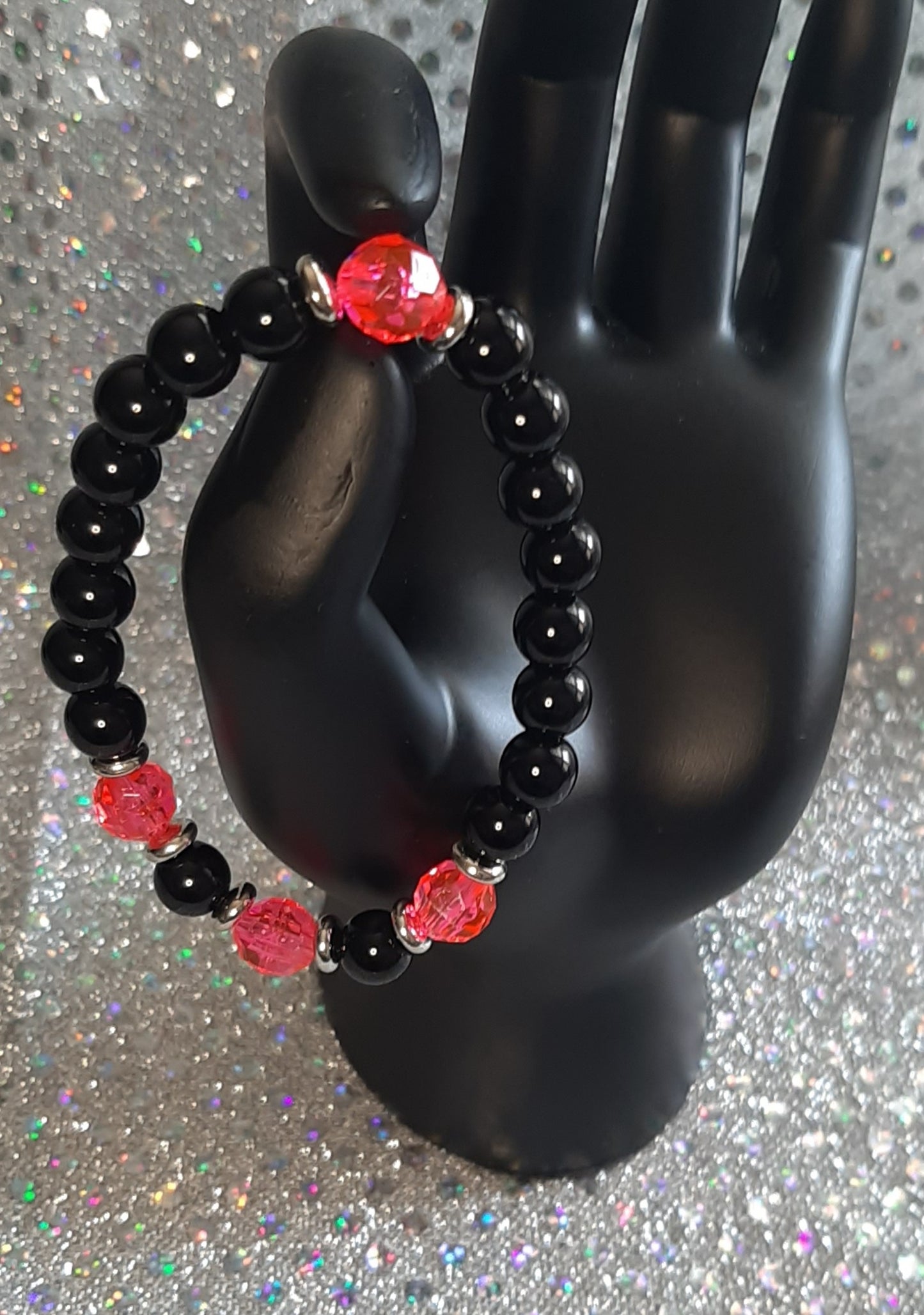 Black Beaded Stretch Bracelet
