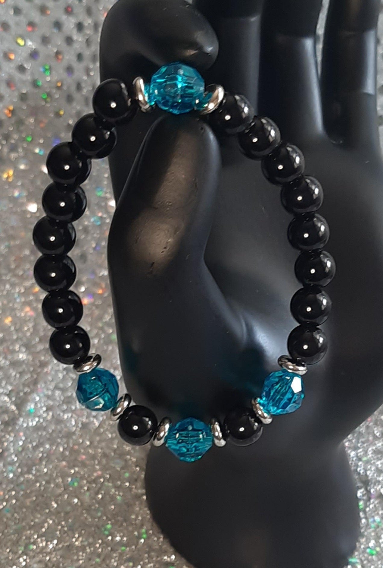 Black Beaded Stretch Bracelet