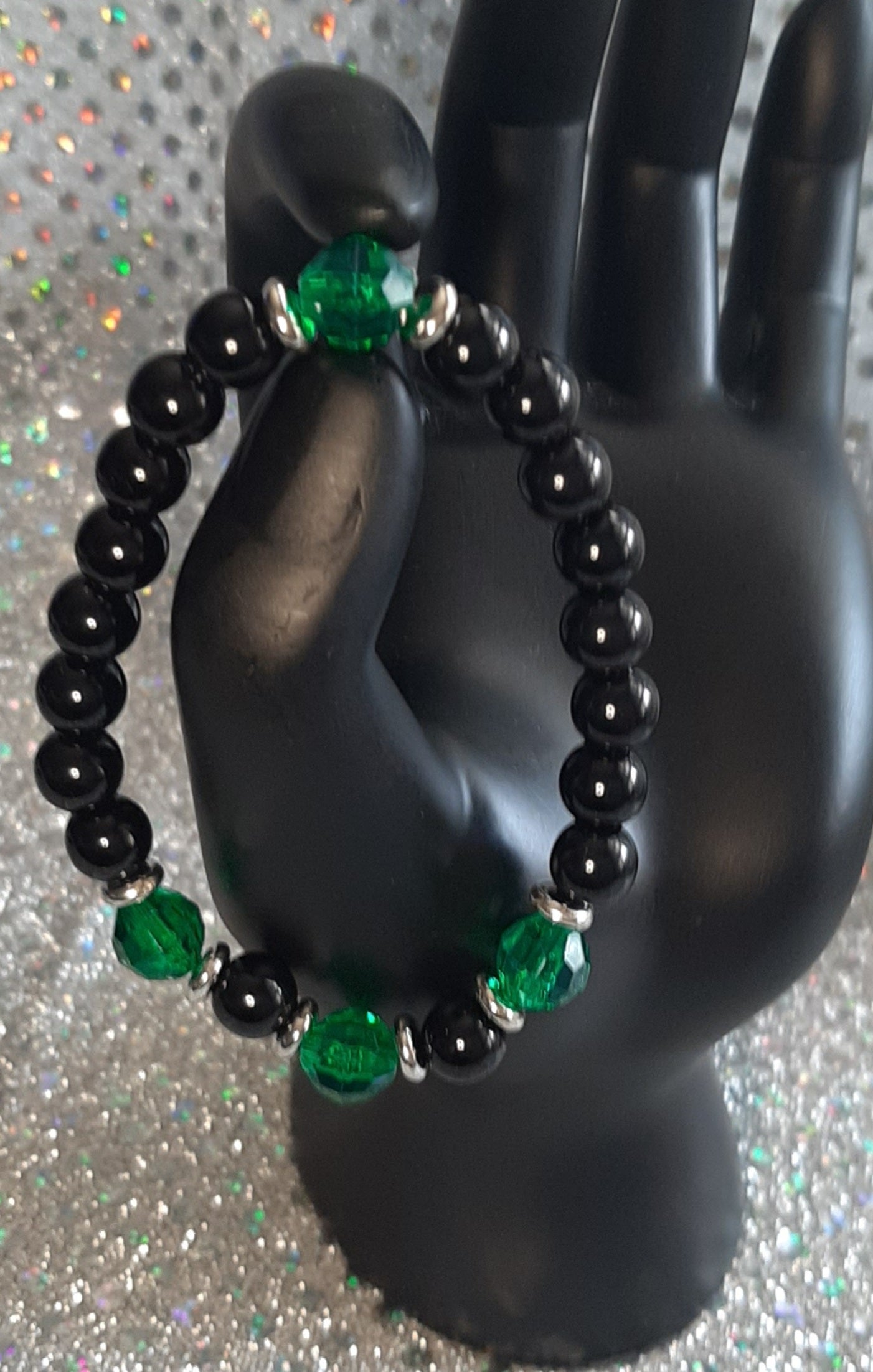 Black Beaded Stretch Bracelet