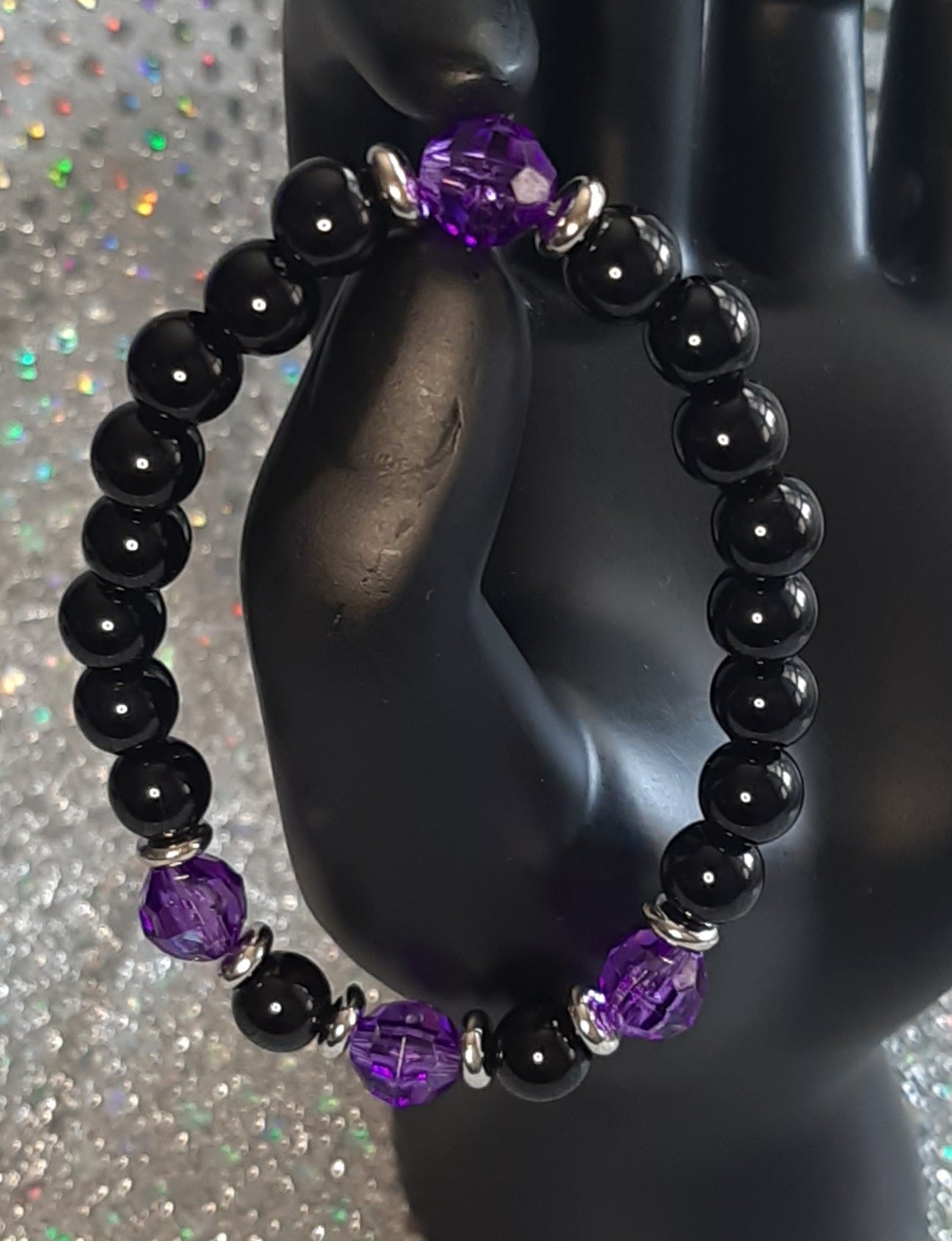 Black Beaded Stretch Bracelet