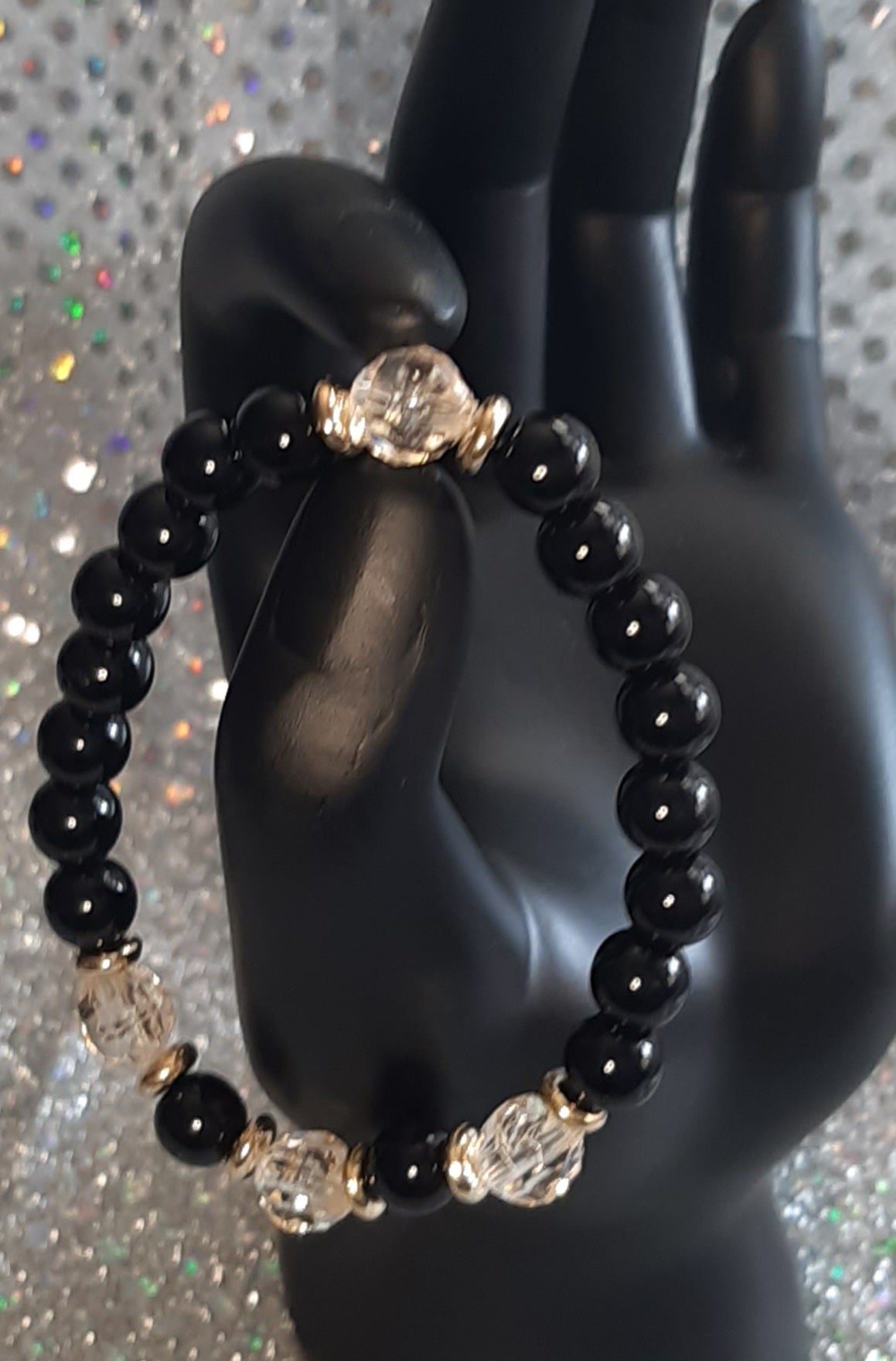 Black Beaded Stretch Bracelet