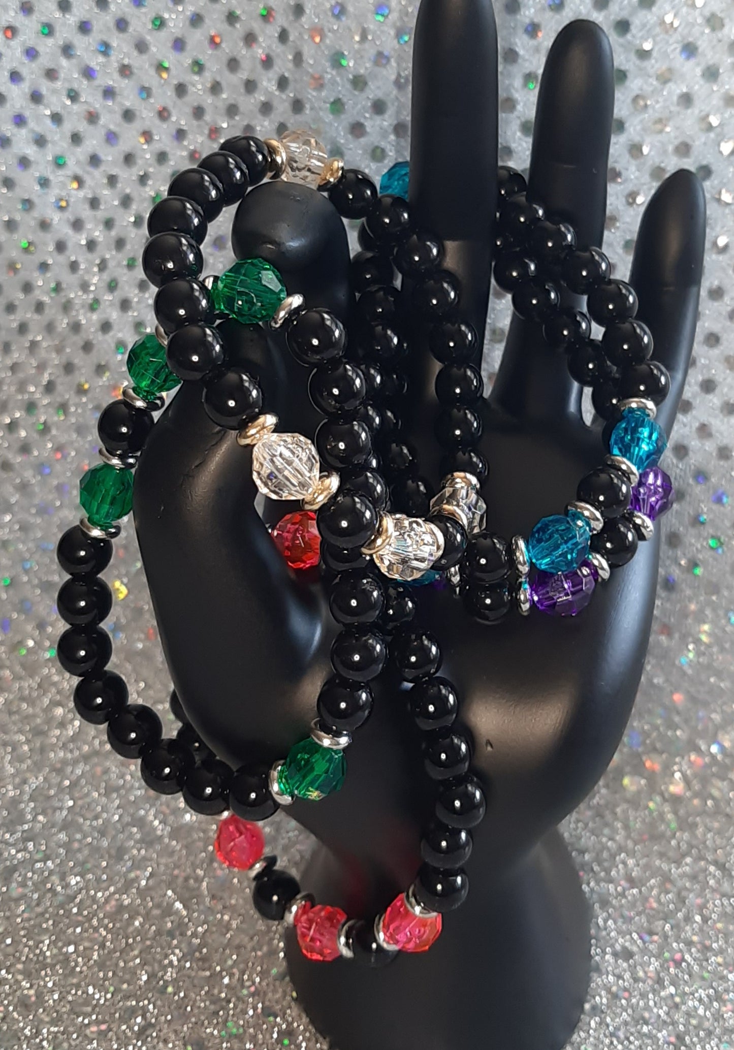 Black Beaded Stretch Bracelet