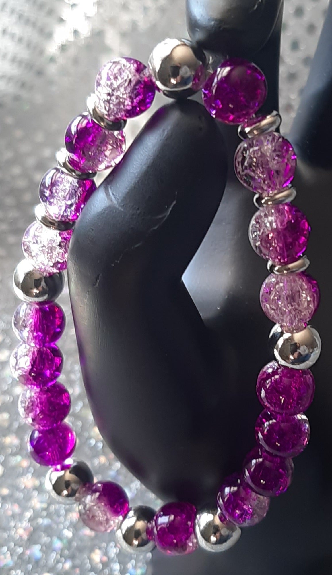 Glass Crackle Bead Bracelet