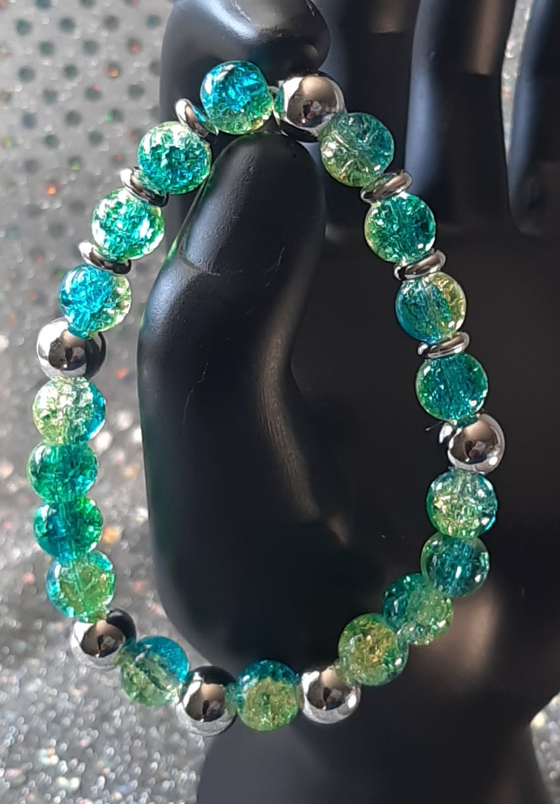 Glass Crackle Bead Bracelet