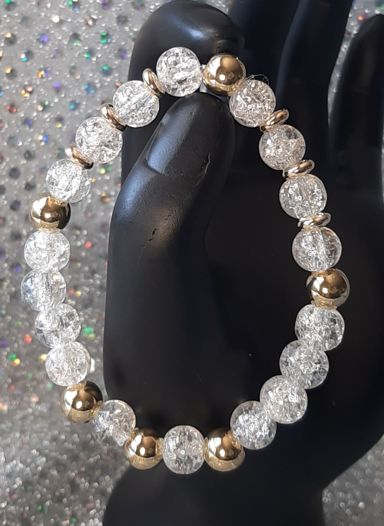 Glass Crackle Bead Bracelet