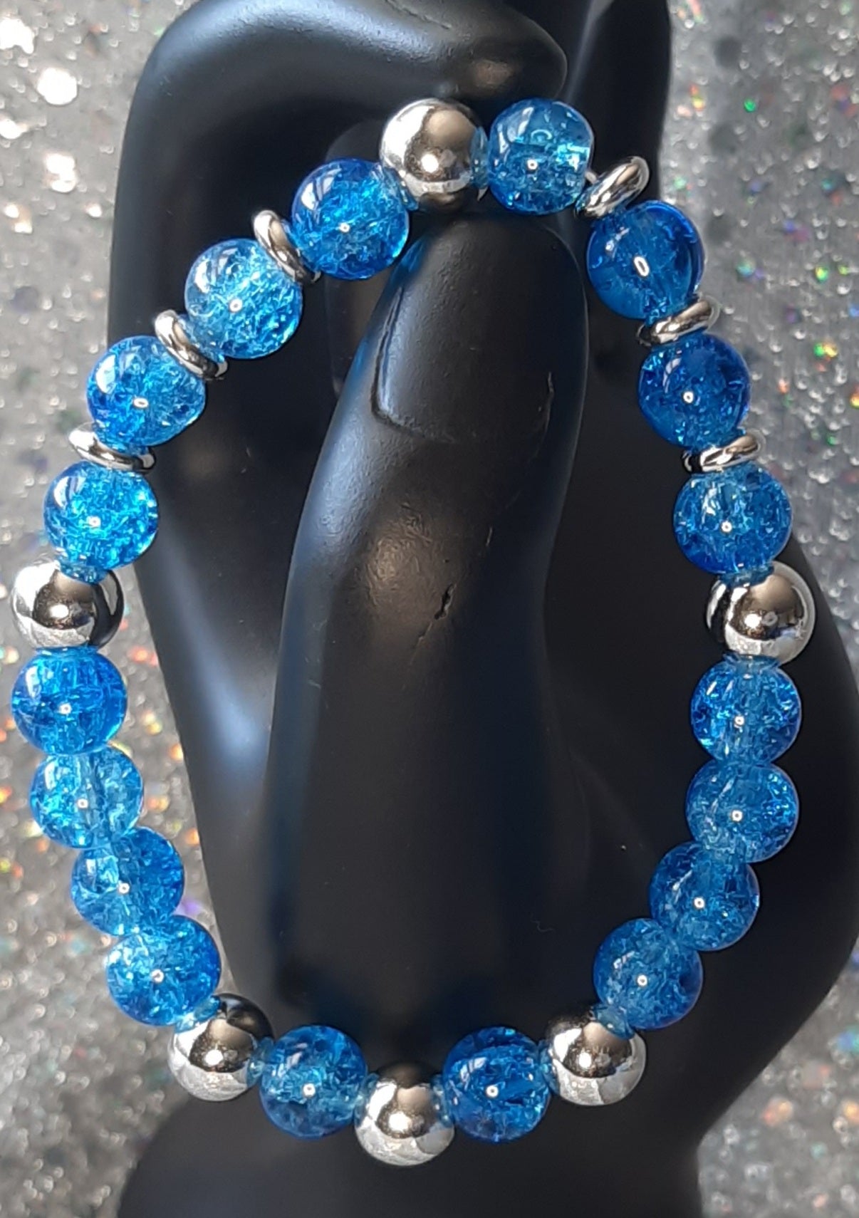 Glass Crackle Bead Bracelet