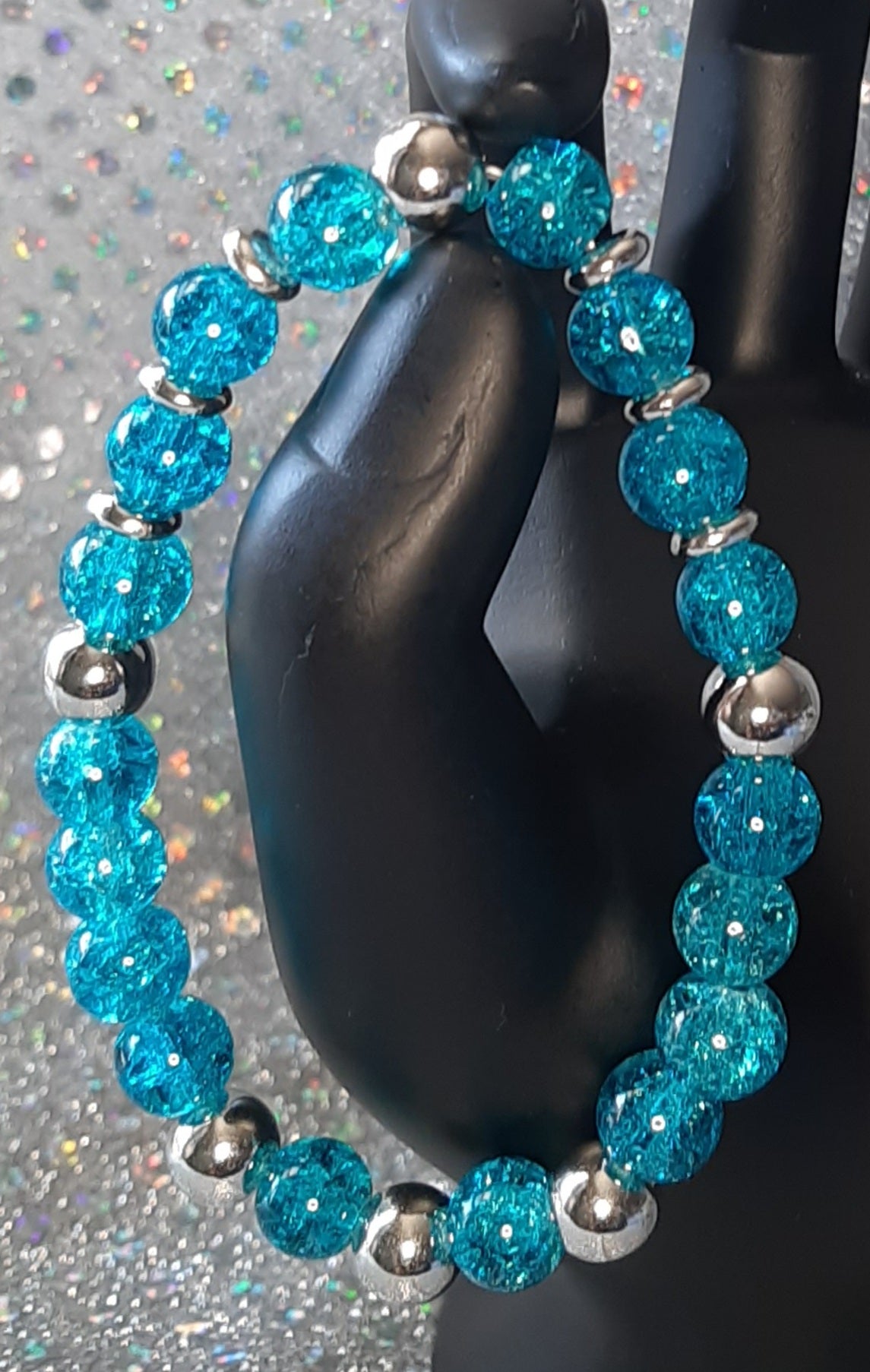 Glass Crackle Bead Bracelet