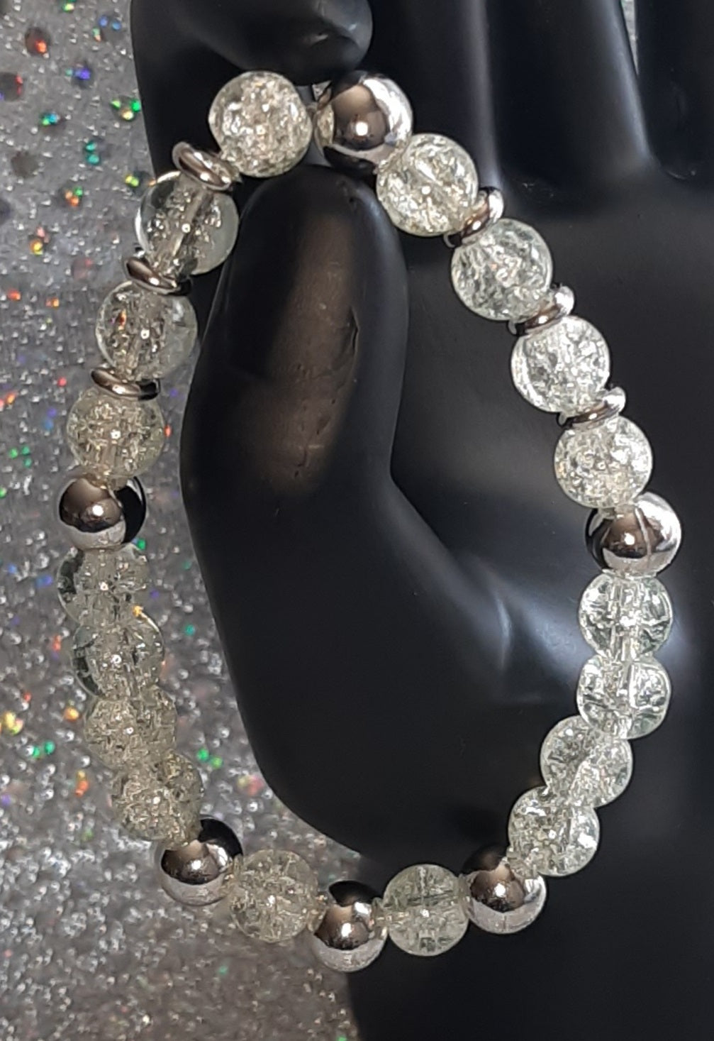 Glass Crackle Bead Bracelet