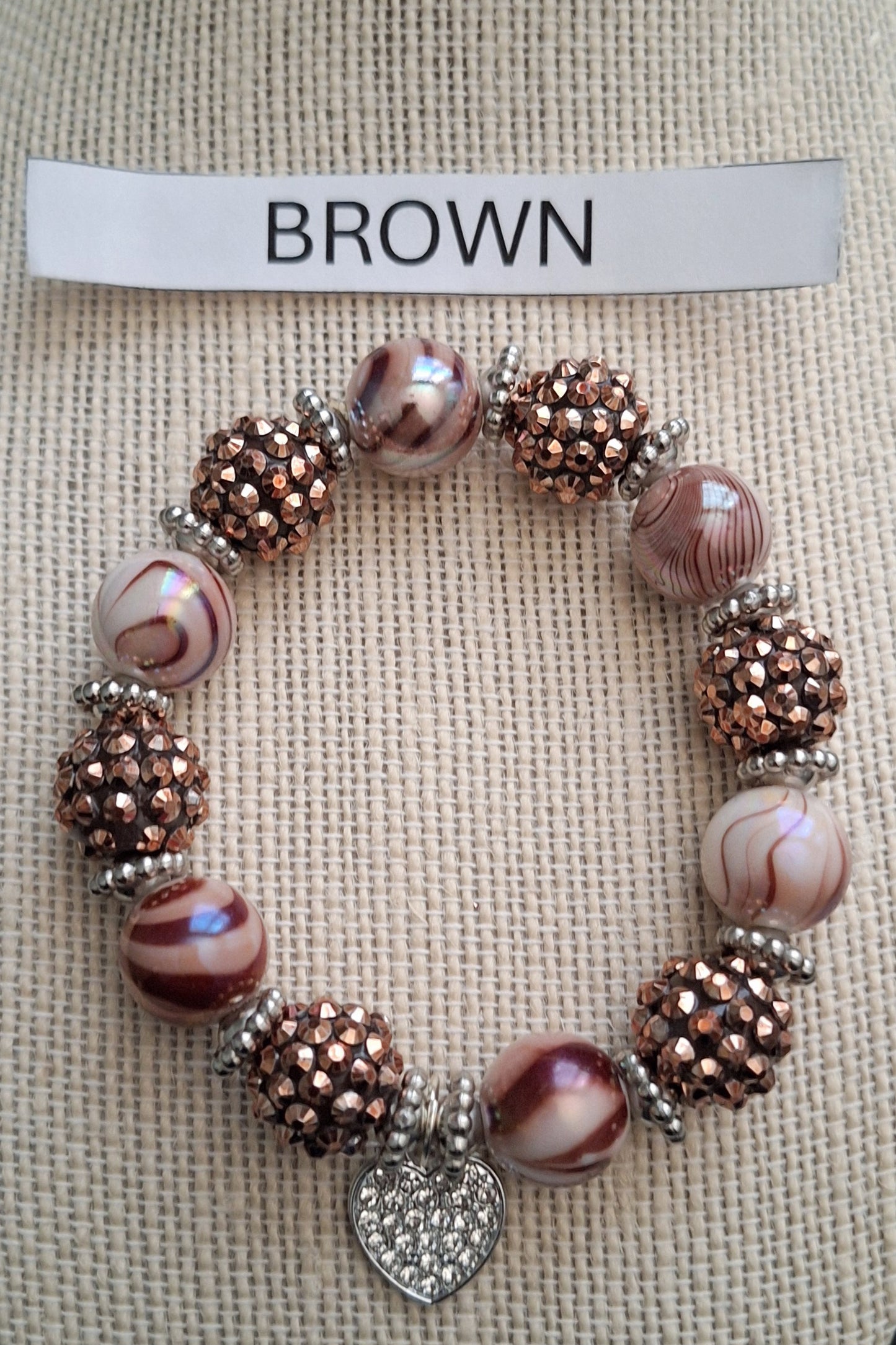 Beaded Bling Heart Bracelet