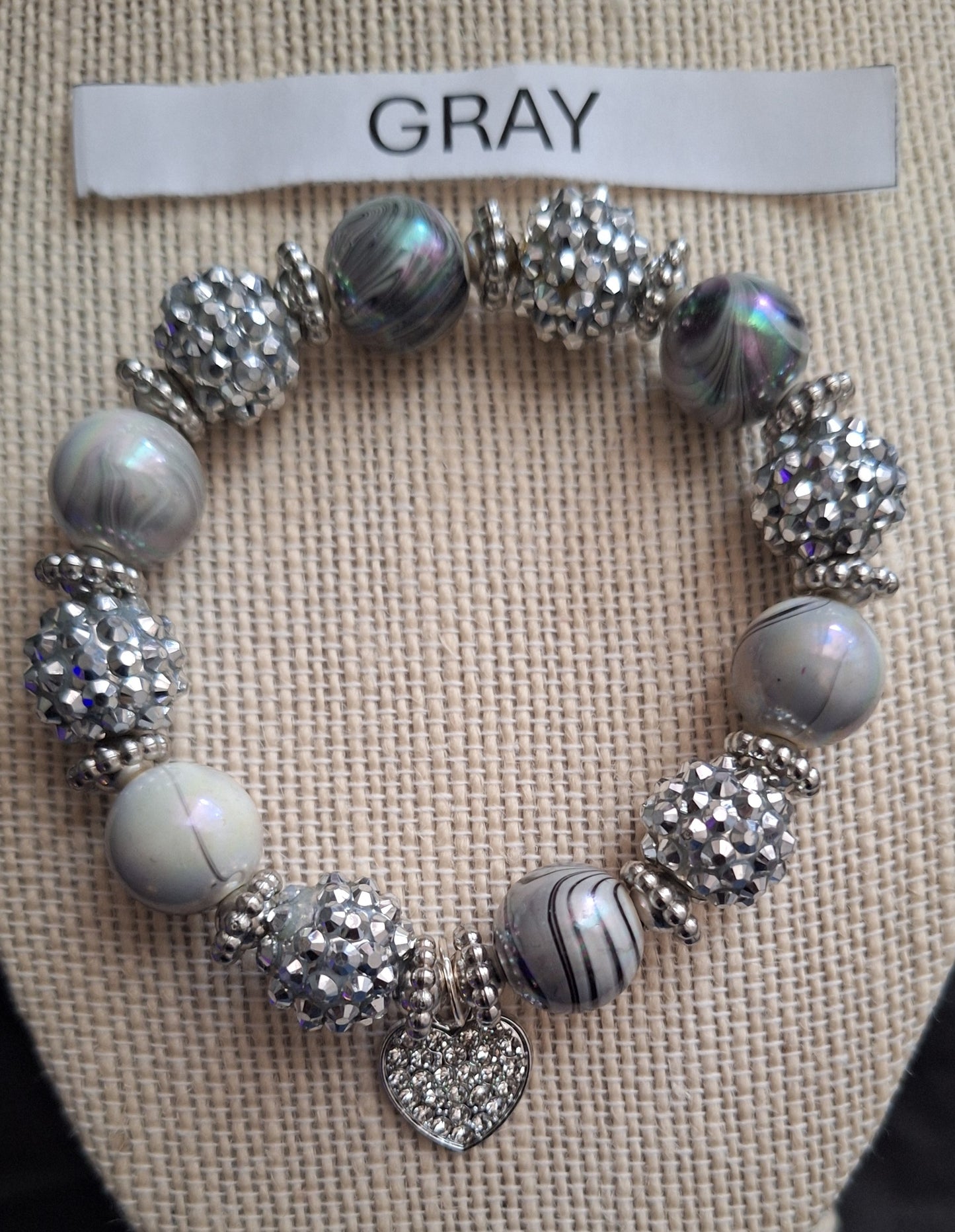 Beaded Bling Heart Bracelet
